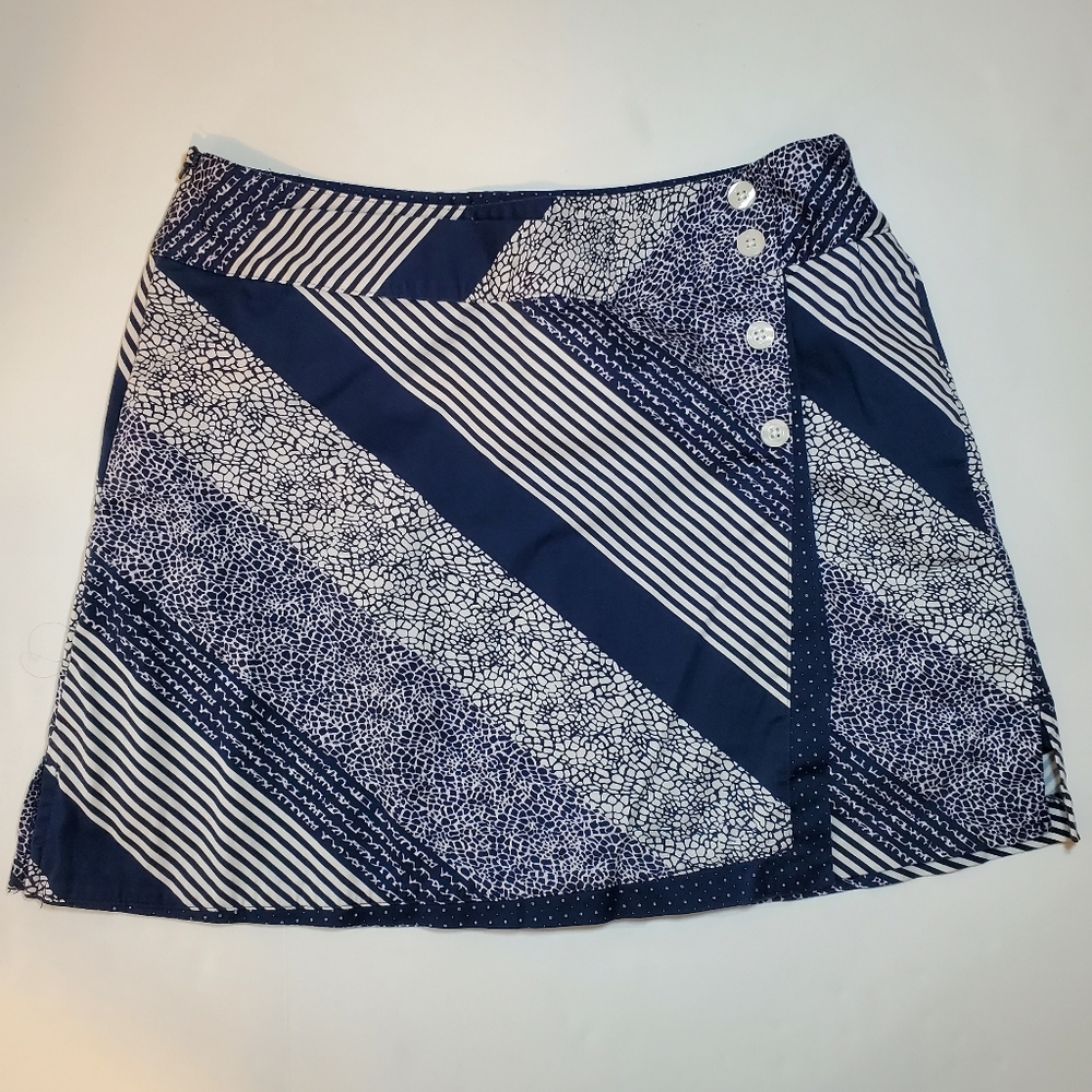 Lady Hagen Golf Revitalize Cologne Blue Patchwork Athleisure Wrap Skort